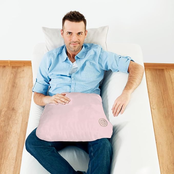 Plush Weighted Pillow 9lbs - Enhances Relaxation and Comfort with Ultra Plush Cooling Fabric - Cool Alternative to Weighed Blanket - Glass Beads Weight, Machine Washable (Velvet, Pink)