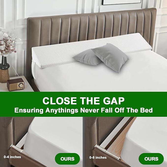 JJDANFILL King Size Bed Wedge Pillow Plus for Sleeping, Headboard Pillow/Bed Gap Filler/Mattress Wedge Close The Gap (0-8"), Between Your Headboard and Mattress. (76"*10"*6")