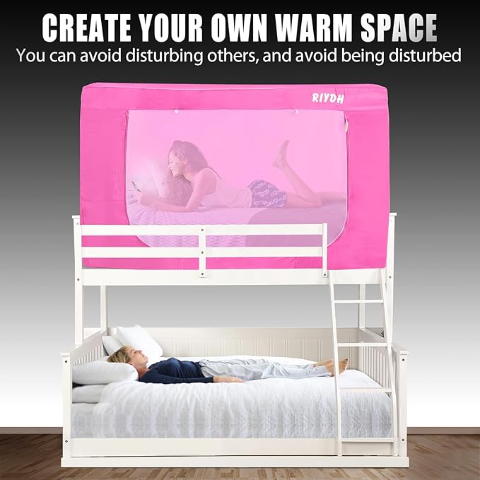 Bed Tent Bunk Twin Bed Canopy Tents - Portable Dream Tent for Kids and Adult Indoor Sleeping Tents 70% Blackout with 3 Doors Breathable Private Space Tents