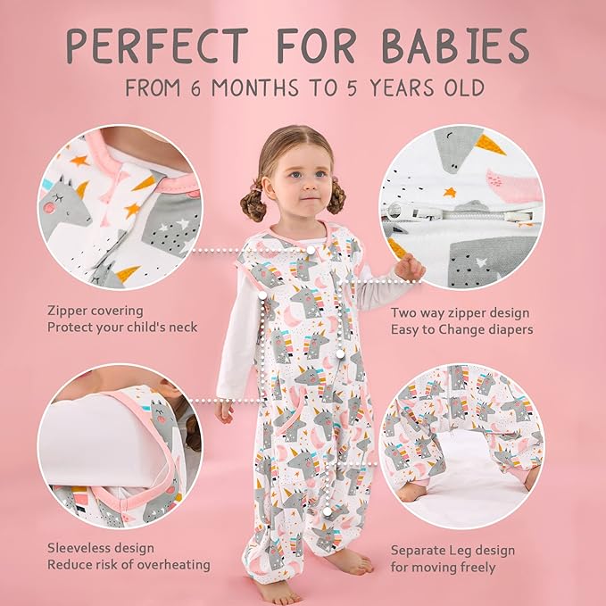 WONDAY Toddler Sleep Sack, Sleep Sack 2t-3t, Sleep Sack Baby Wearable Blanket, Toddler Baby Sleep Sacks with Feet, Sleeveless Soft Toddler Sleeping Sack
