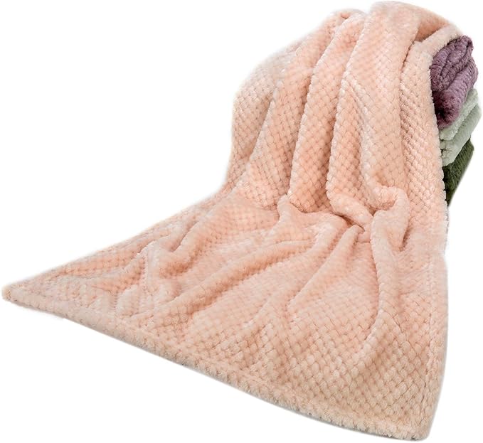 Fuzzy Blanket or Fluffy Blanket for Baby, Soft Warm Cozy Coral Fleece Toddler, Infant or Newborn Receiving Blanket for Crib, Stroller, Travel, Decorative (28Wx40L, XS-Peach)