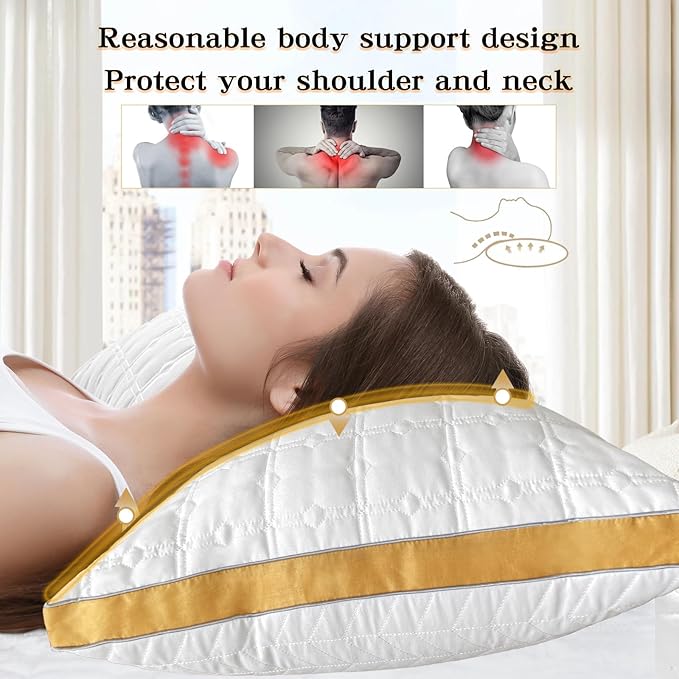 mislili Pillows Queen Size Set of 2, Hotel Quality Bed Pillows for Sleeping, Queen Pillows Set of 2 Support & Comfortable, Down Alternative Queen Pillows 2 Pack for Back, Stomach or Side Sleepers