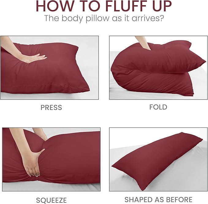 Utopia Bedding Full Body Pillow for Adults (Burgundy, 20 x 54 Inch, Pack of 06) Long Pillow for Sleeping, Large Pillow Insert for Side Sleepers