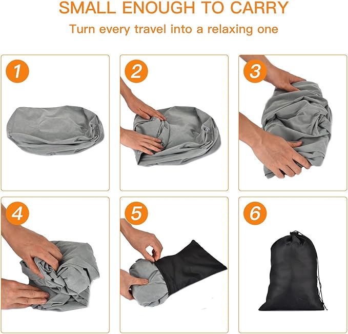 Inflatable Foot Rest Airplane - Adjustable Air Travel Bed for Kids with Pump - Plane Leg Rest Pillow for Adults - Perfect for Long Flights, Cars, Trains, and Home - Light Gray, 1 Pack