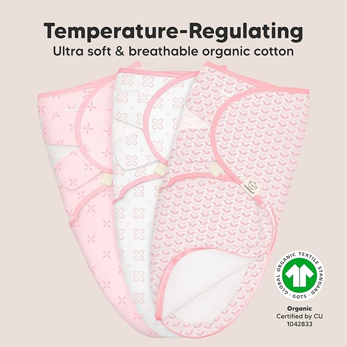 Baby Swaddle Sleep Sacks with Zipper - 3-Pack Newborn Swaddle Sack, Baby Swaddles Sleep Sack 0-3 Months, Wearable Blanket Baby, Baby Swaddle Blanket Wrap, Swaddle Sack, Easy Change Swaddle (Blossom)