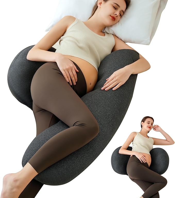 Pregnancy Pillow - Maternity Pillow for Pregnant Women, Pregnancy Body Pillow with Adjustable and Removable Cooling Cover, Support for Back, Legs, and Belly of Pregnant Women