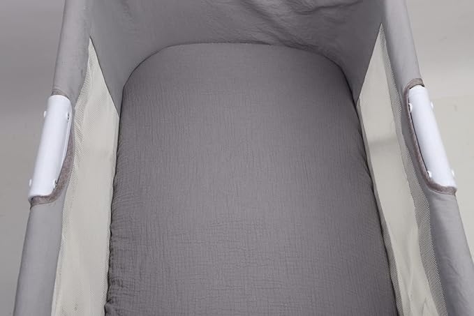 Muslin Bassinet Sheets 32"x 16" Compatible with Dream On Me Karley Bassinet, Delta Children Deluxe and Safety 1st Bassinet, 2 Pack 100% Cotton, White and Grey