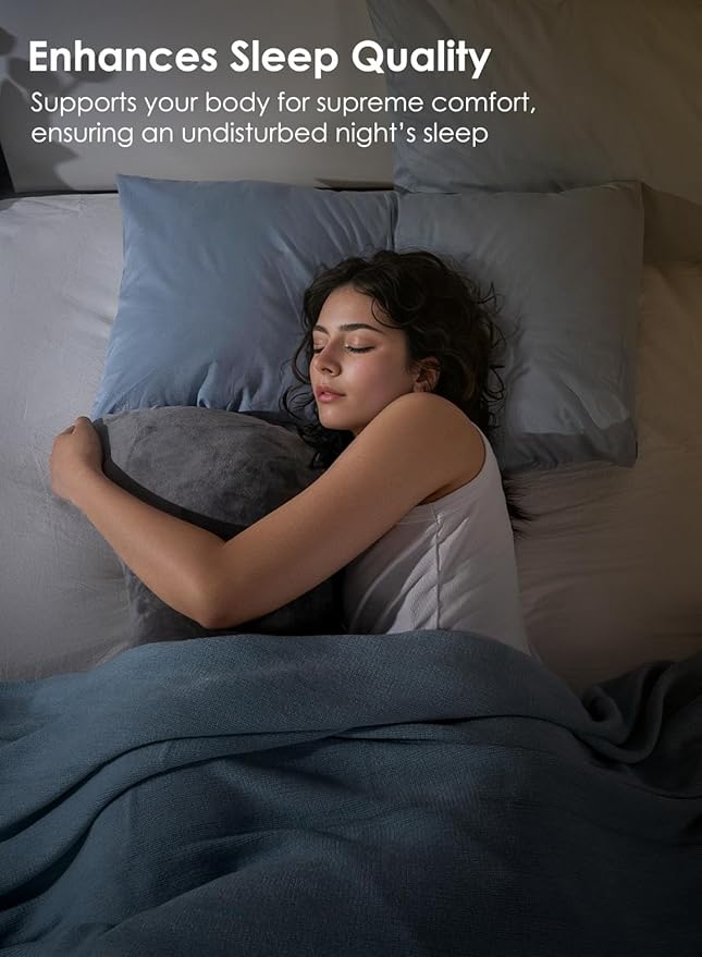 QUEEN ROSE Extra Soft Body Pillow, Full Body Support Pillow for Side Sleepers, Comfy S Shaped Hug Pillow for Adults, with Removable Pillowcase, Dark Grey