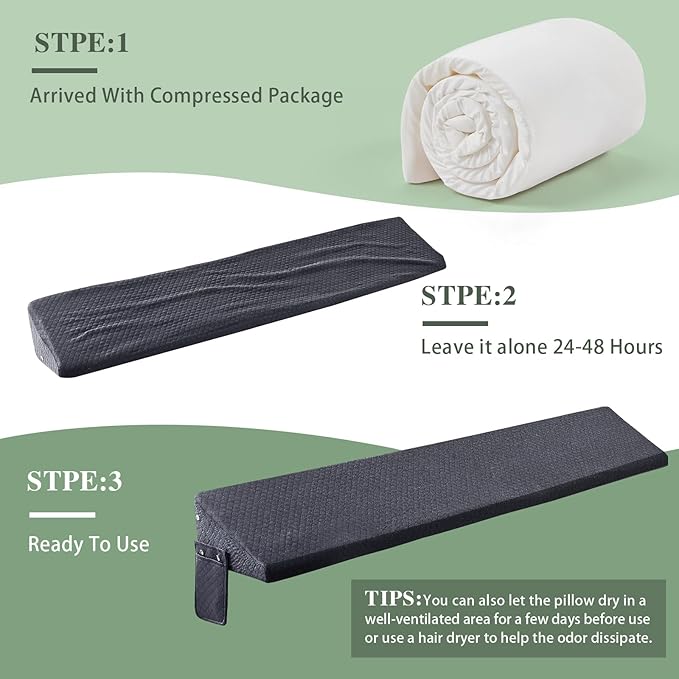 King Size Bed Wedge Pillow - for Headboard Gap/Headboard Pillow/Mattress Wedge /Bed Gap Filler (76"x10"x6") - Bloster Triangle Pillow for Sleeping To Fill Gap (0-8") Between Headboard and Mattress