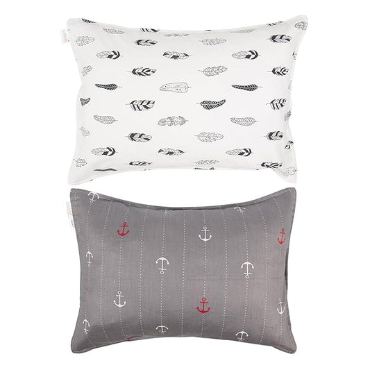 ALVABABY Toddler Pillowcases Fits 13 x 18,12x 16 Kids Pillow 2 Pack Cotton Baby Pillow Cover Envelope Kids Pillowcases for Boys Girls Feathers 2FTP04