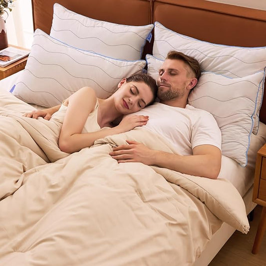 felo Feather Down Pillows King Size Set of 4, Goose Pillow for Sleeping, Luxury Hotel Collection Bed Pillow, Support Pillow for Side Back Pain Sleepers, 100% Organic Cotton (20" x 36")