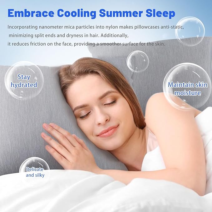 Cooling Pillow Cases for Hot Sleepers - Double Side Arc-Chill Q-Max>0.5 Cooling Fiber Cool Pillow Cases 2 Pack - Breathable Soft Cold Pillow Cases with Hidden Zipper (Dark Grey, 20" x 26")