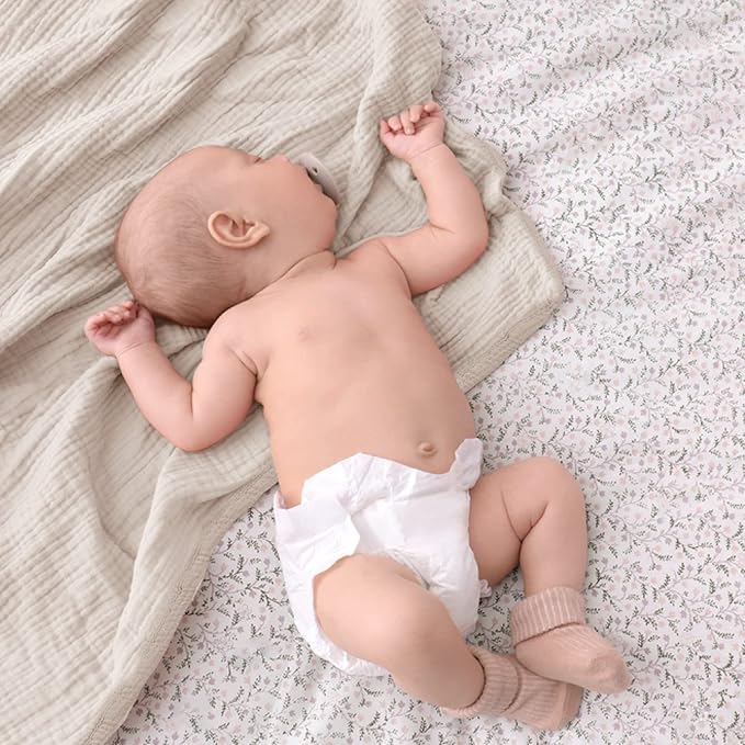 Lulu moon Muslin Quilt Blanket, Crib Blanket for Baby and Toddler,47x47 Inches(Ivory)