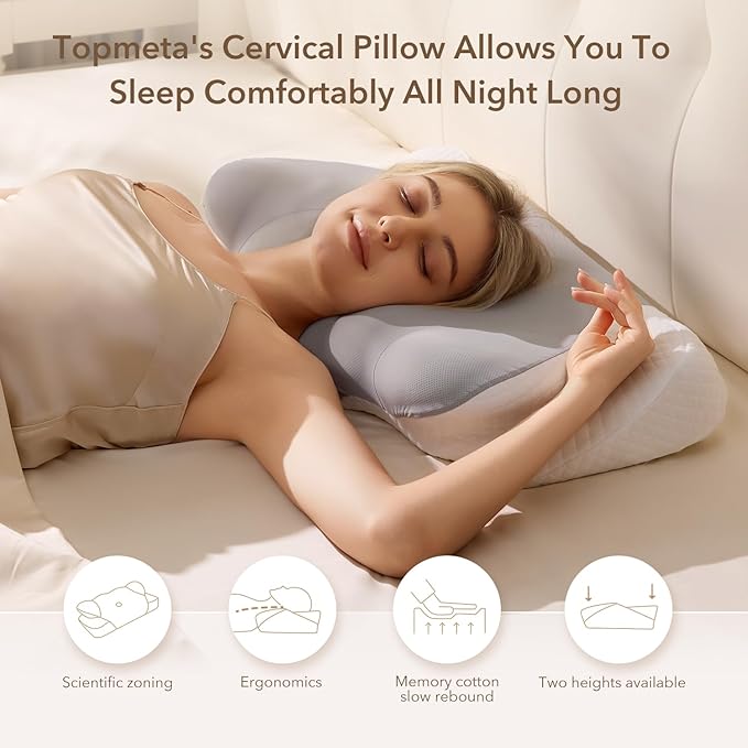 Cervical Pillow for Neck, Contour Memory Foam Pillow, Adjustable Height Double, Neck Pillow for Sleeping, Side Sleeper Pillow for Adults, Ergonomic Bed Pillow for Side, Back, Stomach Sleeper