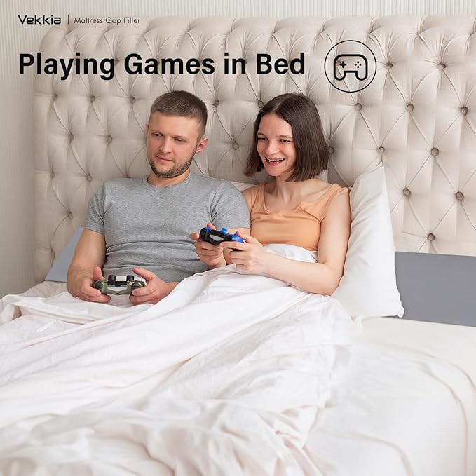 Vekkia Dual Density Bed Wedge Pillow/Mattress Gap Filler/Headboard Pillow/Pillow Wedge for Headboard Gap/Bed Gap Filler,Close Gap(0-6") Between Your Mattress and Headboard,Gray(Queen)