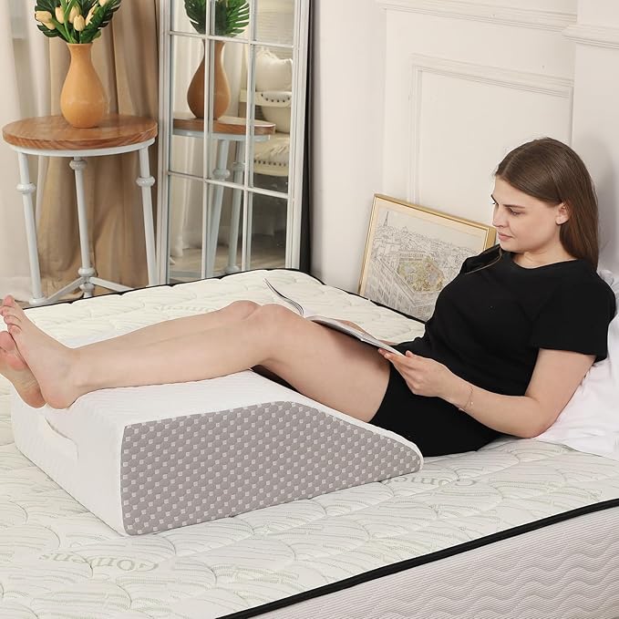 8" Leg Elevation Pillow for Swelling, Cooling Bed Wedge Pillow for Circulation, Leg Pillows for Sleeping, Keens, Legs, Back and After Surgery