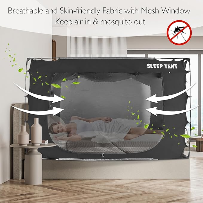 Bed Tent Canopy Full Size for Adult and Kids Portable Dream Tent Indoor Sleeping Tents 98% Blackout,Breathable Privacy Space on Bed with Three Doors (Mattress Not Included)…