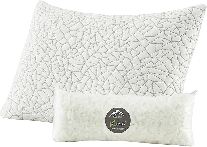 Shredded Memory Foam Pillow for Sleeping, Cooling Bed Pillows Queen Size, Adjustable Soft and Firm Pillows or Side, Back, Stomach Sleepers with Washable Removable Bed Pillow Cover