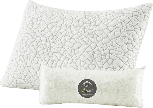 Shredded Memory Foam Pillow for Sleeping, Cooling Bed Pillows Queen Size, Adjustable Soft and Firm Pillows or Side, Back, Stomach Sleepers with Washable Removable Bed Pillow Cover