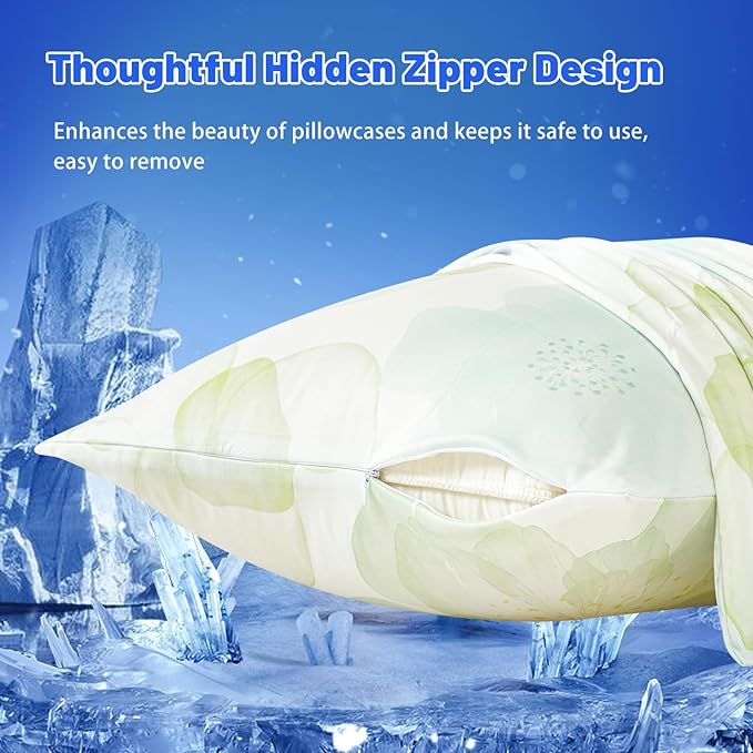 Cooling Pillow Cases for Hot Sleepers - Double Side Arc-Chill Q-Max>0.5 Cooling Fiber Cool Pillow Cases 2 Pack - Breathable Soft Cold Pillow Cases with Hidden Zipper (20" x 30")