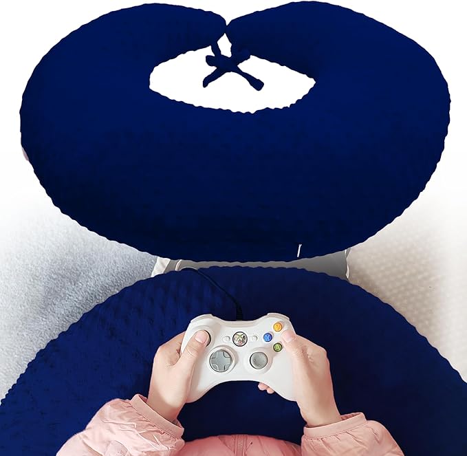 Professional Gaming Pillow for Lap; Arm Rest Pillow Gaming Lap Pillow with Crochet Support - Eliminate Pain in Gaming (Blue)