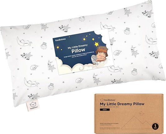 Toddler Pillow with Pillowcase - 10x18 My Little Dreamy Pillow, Organic Toddler Pillows for Sleeping, Kids Pillow, Small Pillows, Toddler Travel Pillows for Sleeping, Toddler Bed Pillows (Slumber)