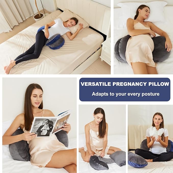 Pregnancy Pillow for Pregnant Women Sleeping, Maternity/Pregnancy Body Pillow Support for Back, Legs, Belly, HIPS of Pregnant Women Grey, Small