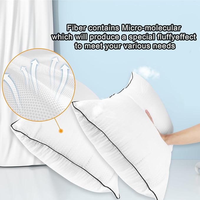 Bed Pillows for Sleeping Standard Size Set of 4,Cooling Breathable Pillows for Side and Back Sleepers Down Alternative Filling Luxury Soft