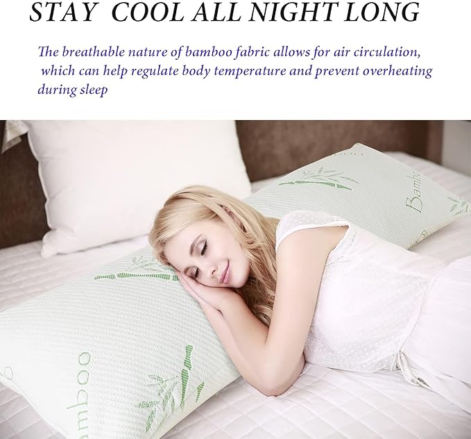 Full Body Pillow for Adults Shredded Memory Foam Long Pillow for Sleeping with Removable Cover Firm Hug Pillows for Side and Back Sleepers 20x54