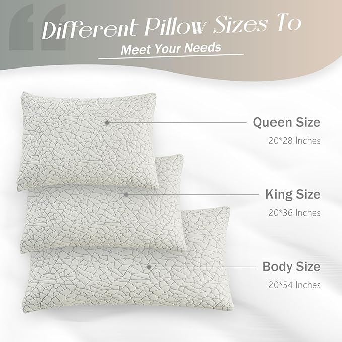 Shredded Memory Foam Pillow for Sleeping, Cooling Full Body Pillows for Adults, Adjustable Soft and Firm Pillows or Side, Back, Stomach Sleepers with Washable Removable Bed Pillow Cover