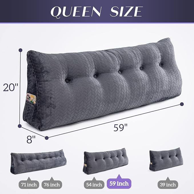 Triangular Wedge Headboard Pillow Large Bolster Bed Rest Reading Pillow Backrest Positioning Support Bolster Cushion with Removable Cover