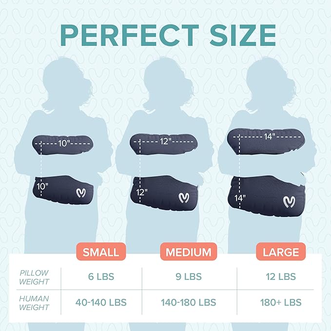 Calmier - 12 lb Sensory Weighted Pillow - Glass Bead Filled Hug Pillow - Ultra Plush Cozy Weighted Pillows for Adults and Kids - Child Sensory Pillow - Weighted Lap Pad (Blue - Fleece, 12 LBS)