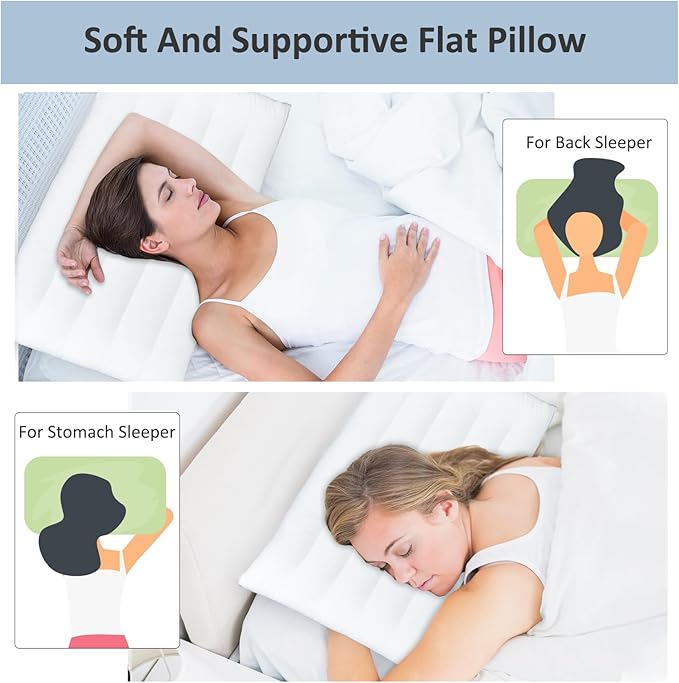 SWTMERRY Flat Pillows for Sleeping,Ultra Thin Bed Pillows Standard Size for Stomach and Side Sleeper 7D High Support 2.5 inch Height Slim Bed Pillow