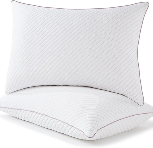 Pillows Standard Size Set of 2 Cooling Shredded Memory Foam Pillows for Bed
