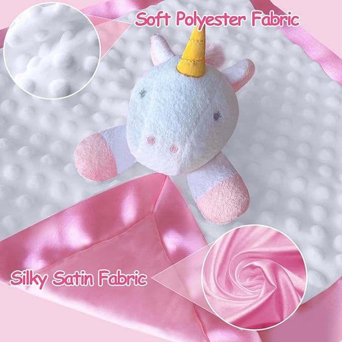 White Unicorn Baby Security Blanket Loveys for Babies Girls, 16" Soft Baby Lovey Blanket, Baby Snuggle Stuffed Animals Blankie, Baby Girls Gifts for Infant and Toddler