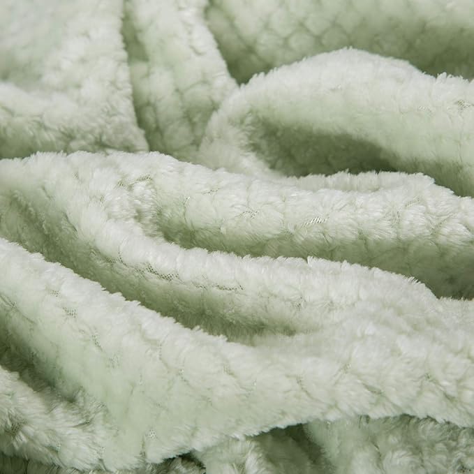 Fuzzy Throw Blanket, Plush Fleece Blankets for adults, Toddler, boys and Girls, Warm Soft Blankets and Throws for Bed, Couch, Sofa, Travel and Outdoor, Camping (Queen(80"x90"), XXL-Pastel Green)