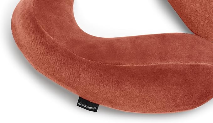 Brookstone Contoured Memory Foam Head and Neck Travel Pillow Ergonomic and Lightweight, Terra Cotta