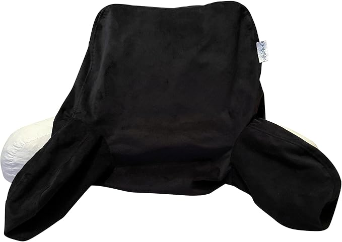 ComfortSpa Reading Pillow Replacement Cover for 19 inch Back Rest Pillow, Polyester Velour Machine Wash and Dry (Black)