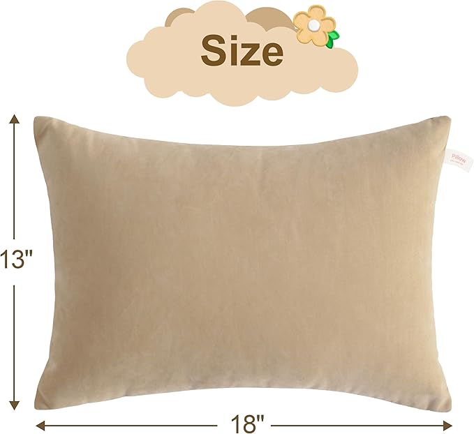 BEDSUM 2 Pack Pillows, 13"x18" Microfiber Pillows for Travel, Pets, Soft and Machine Washable Small Pillows for Neck, Wrist, and Knee Comfort, Taupe