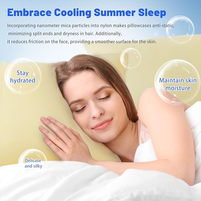 Cooling Body Pillow Case for Hot Sleepers - Body Pillow Cover Cooling Double Side Arc-Chill Q-Max>0.5 Cooling Fiber - Breathable Cooling Body Pillow Cover with Zipper (Cream, 20" x 54")