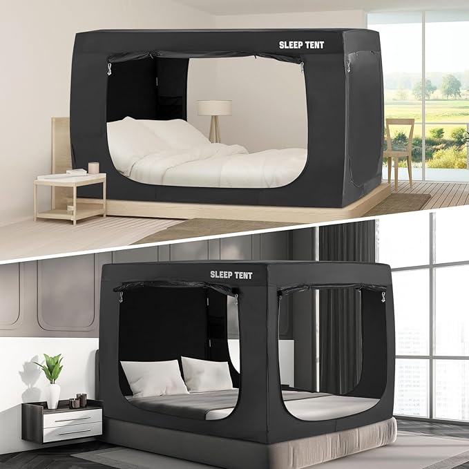 BORNA Bed Tent Bed Canopy Bunk Twin Size for Adult and Kids,Portable Sleeping Tents Dream Tents Indoor for Kids and Adult, Breathable Privacy Space on Bed with Three Doors (Mattress Not Included)