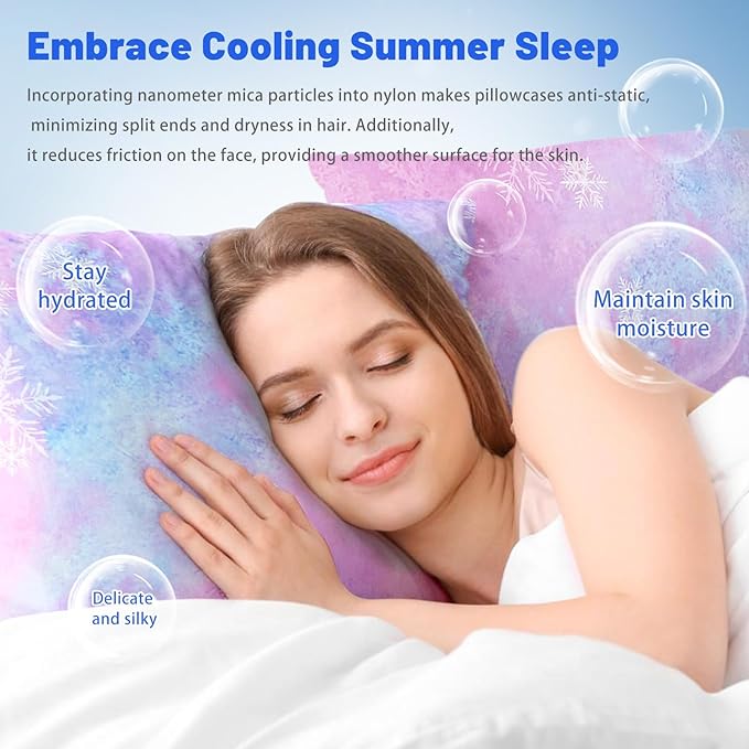 Cooling Pillow Cases for Hot Sleepers - Double Side Arc-Chill Q-Max>0.5 Cooling Fiber Cool Pillow Cases 2 Pack - Breathable Soft Cold Pillow Cases with Hidden Zipper (20" x 26")