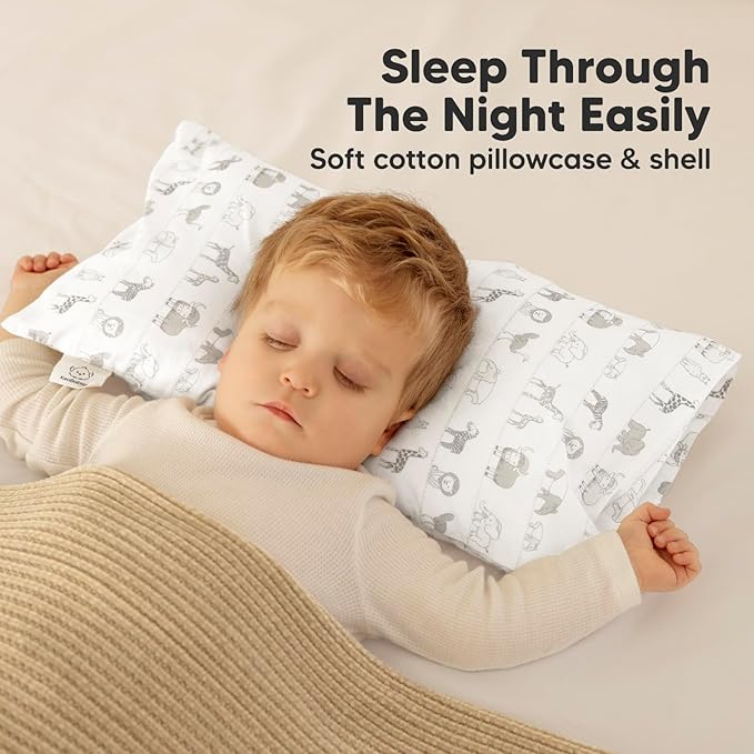 Toddler Pillow with Pillowcase - 10x18 My Little Dreamy Pillow, Organic Toddler Pillows for Sleeping, Kids Pillow, Small Pillows, Toddler Travel Pillows for Sleeping, Toddler Bed Pillows (Savannah)