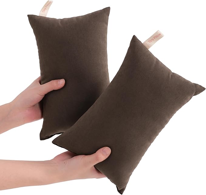 NTBAY Tiny Pillows, Down Alternative 7"x11" Microfiber Mini Pillows for Travel, Pets, Soft Machine Washable Small Pillows for Neck, Wrist, Lumbar and Knee, Dark Brown