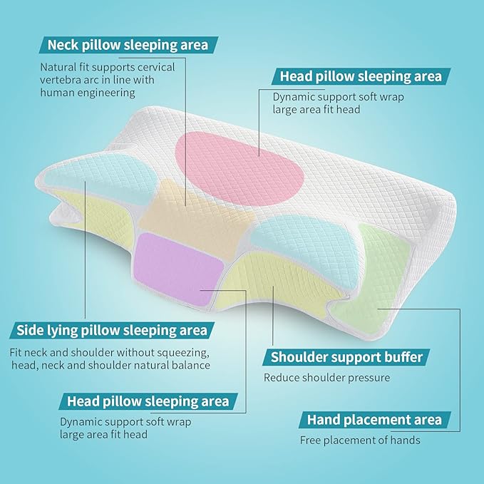 Adjustable Cervical Memory Foam Pillow,Neck Head Shoulder Pain Relief Sleeping,Ergonomic Orthopedic Neck Support Pillow for Side,Back & Stomach Sleepers with Breathable Pillowcase…