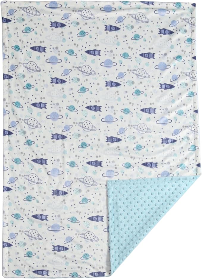 CREVENT Minky Baby Blanket for Girls Boys, Soft Plush Receiving Blanket for Newborns - 30x40 Inches (Space)