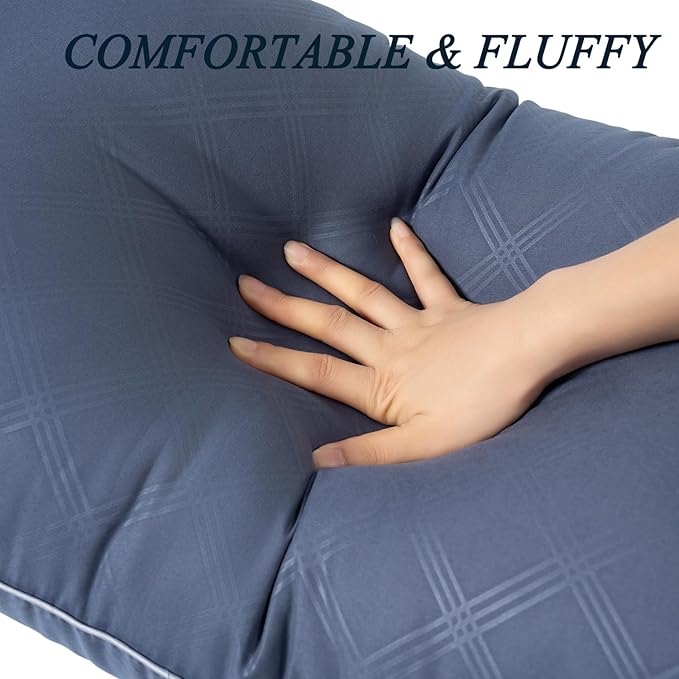 Pillows for Sleeping 4 Pack Bed Pillow Set of 4 for Side Back and Stomach Sleepers Down Alternative Filling Luxury Soft (Grey-White, Standard(4 Pack))