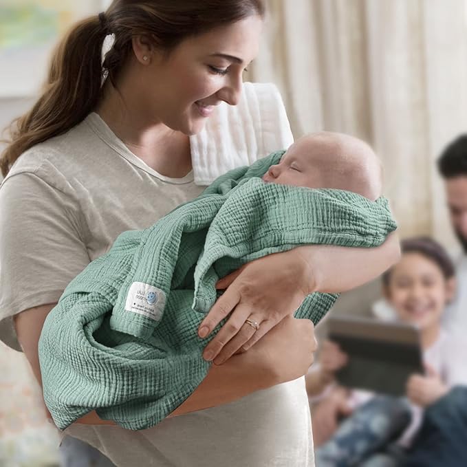 Lulu moon Muslin Quilt Blanket, Crib Blanket for Baby and Toddler,47x47 Inches(Lotus Leaf)