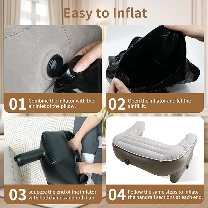 Inflatable Reading Pillow for Gaming Foldable Soft Lap Desk Pillow for Reading Working Gaming Pillow Lep for Bed, Arm Rest Pillow for Adult, Laptop Pillow for Lap in Bed Floor Sofa Couch Camping