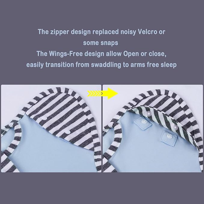 Baby Blanket Sack with Arms Free Design,Transition to Arms Free Wearable for Newborn Girl and Boy, Large 6-9Months, Blue Color